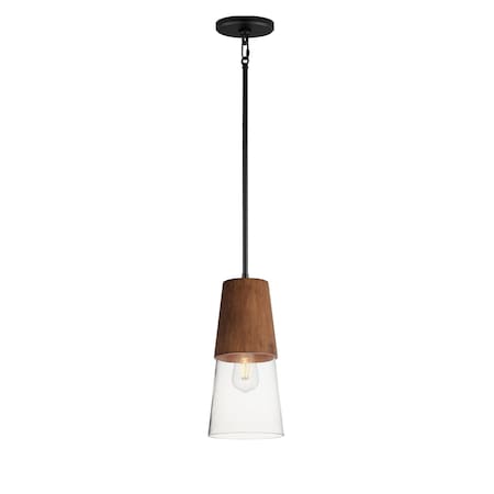 Maxim Lighting Carpenter 6.5'' Mini Pendant, Walnut/Black 91620CLWNBK